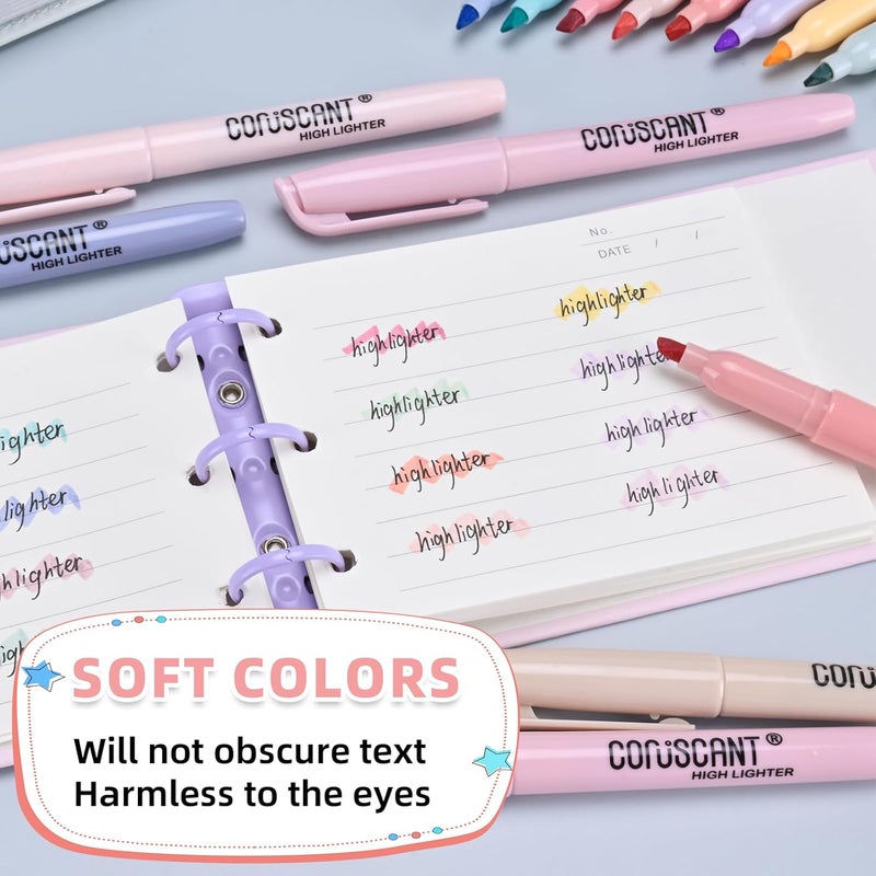 coruscant Pastel Highlighters Set, Assorted Colors Chisel Tip Cute Bible Highlighters, No Bleed Dry Quickly, for Journal Bible Study, Perfect for thin paper, School Office Supplies, 16 Pack - Image 4